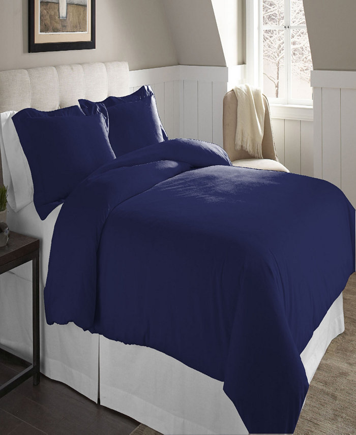 Pointehaven Solid Superior Weight Cotton Flannel Duvet Cover Set， Full Queen