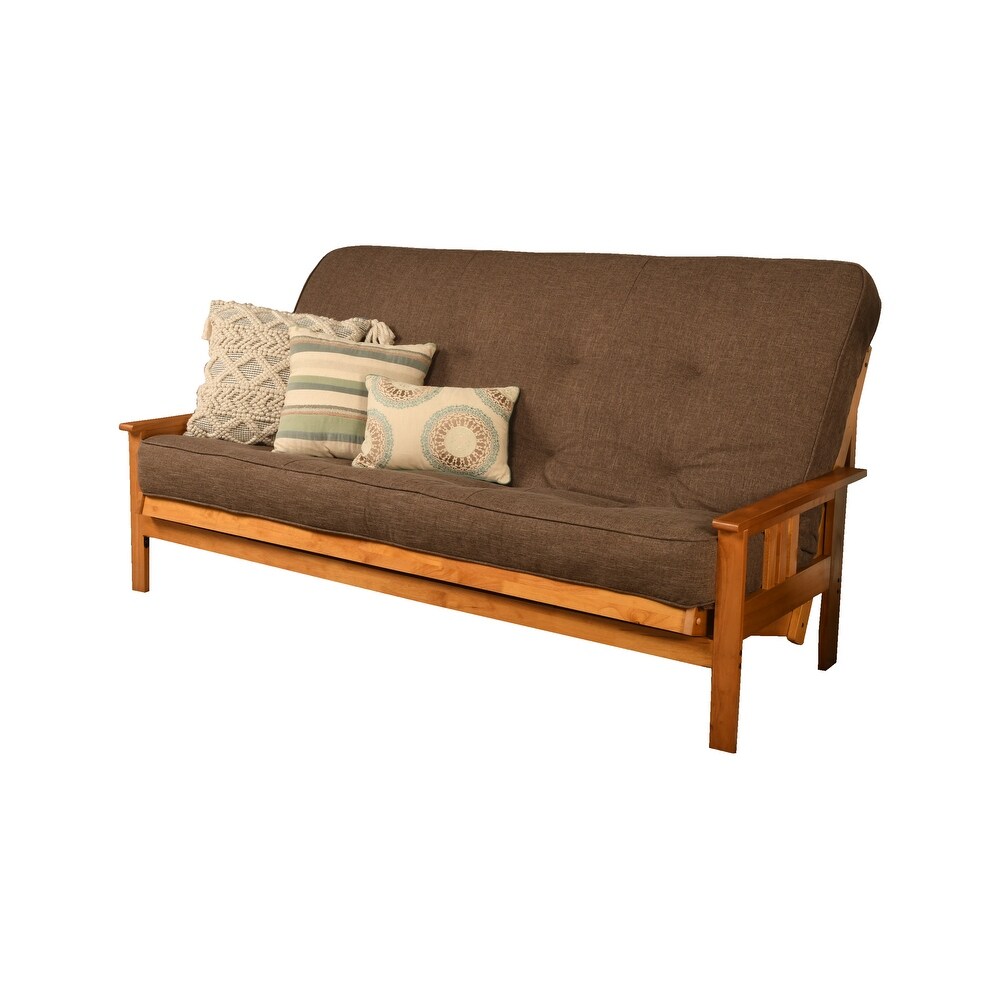 Somette Monterey Queen size Full size Futon Set in Butternut Finish with Linen Mattress