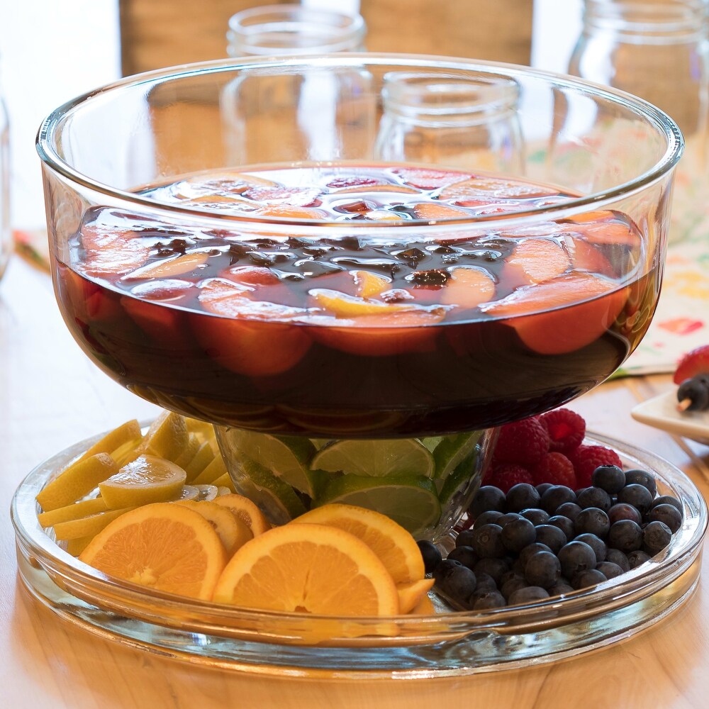 Libbey Selene 6 in 1 Multiuse Glass Server  Punch Bowl  Chip and Dip Bowl  Cake Stand