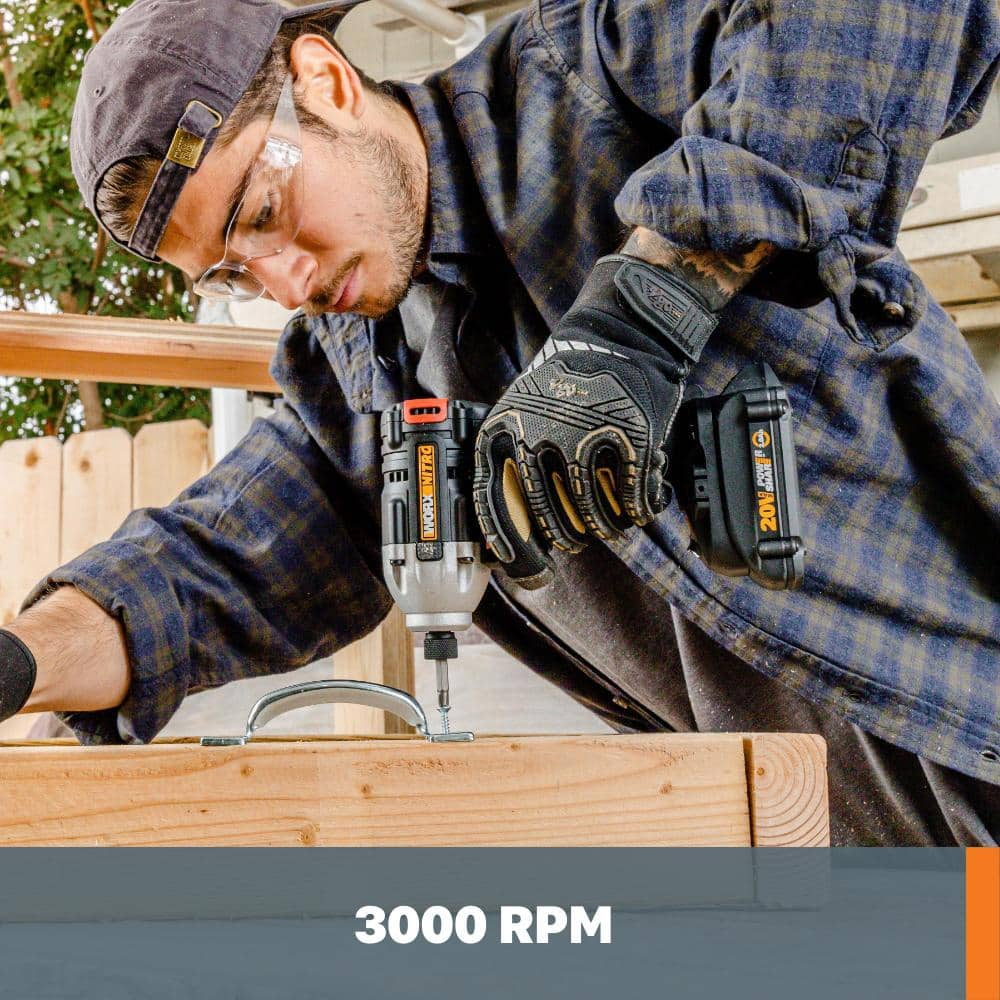 Worx POWER SHARE 20-Volt Cordless and Brushless Multi-Speed 1/4 in. Hex Impact Driver with Quick Change Chuck WX261L