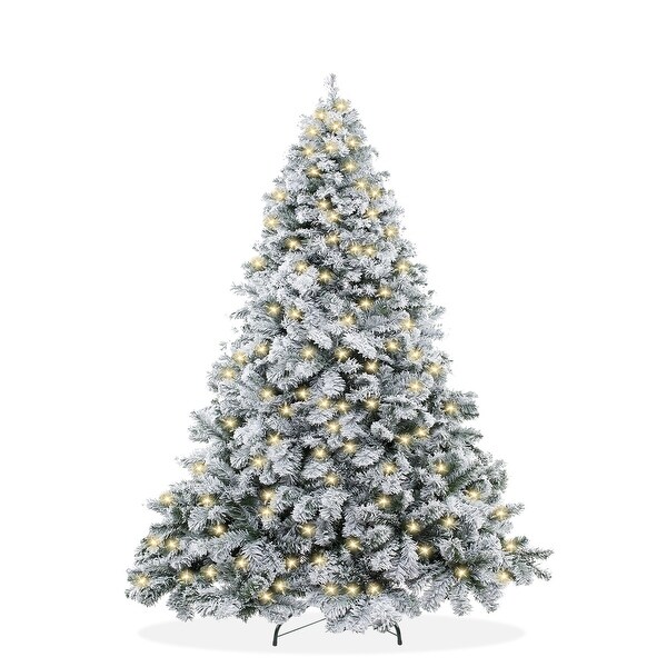 4.5FT PreLit SnowFlocked Pine Artificial Holiday Christmas Tree