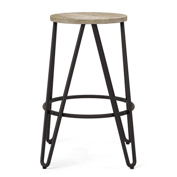 WYNDENHALL Kendall Industrial Metal Counter Height Stool with Wood Seat