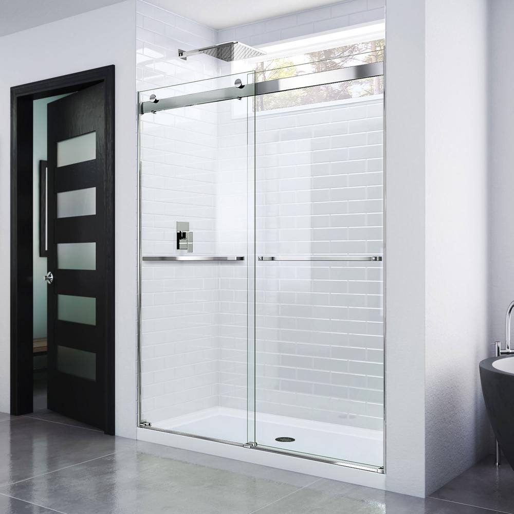 DreamLine Essence 44 in. to 48 in. x 76 in. Semi-Frameless Sliding Shower Door in Chrome SHDR-6348760-01