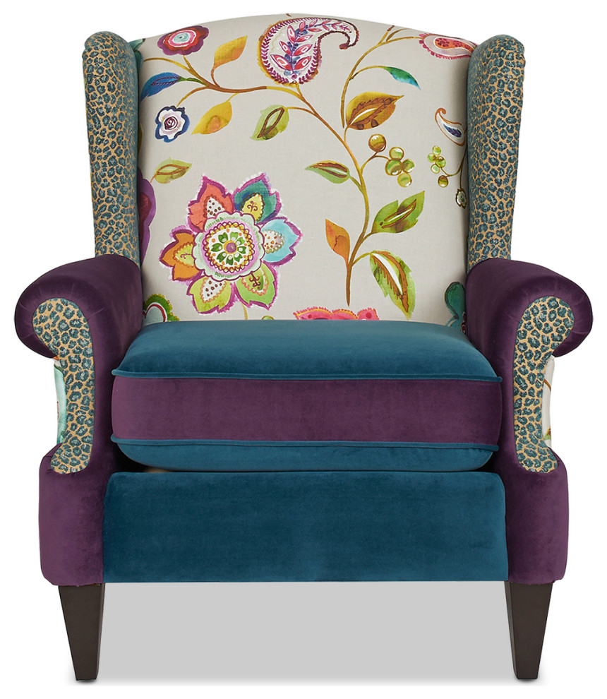 Anya Boho Chic Wingback Accent Arm Chair  Floral  ampLeopard   Contemporary   Armchairs And Accent Chairs   by Jennifer Taylor Home  Houzz