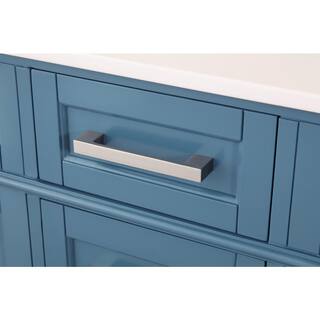 Benton Collection Durand 60 in. W x 22 in D. x 35 in. H Double sink Bath Vanity in Teal blue with ceramic sink and White quartz Top QT-1808D60TB-BS