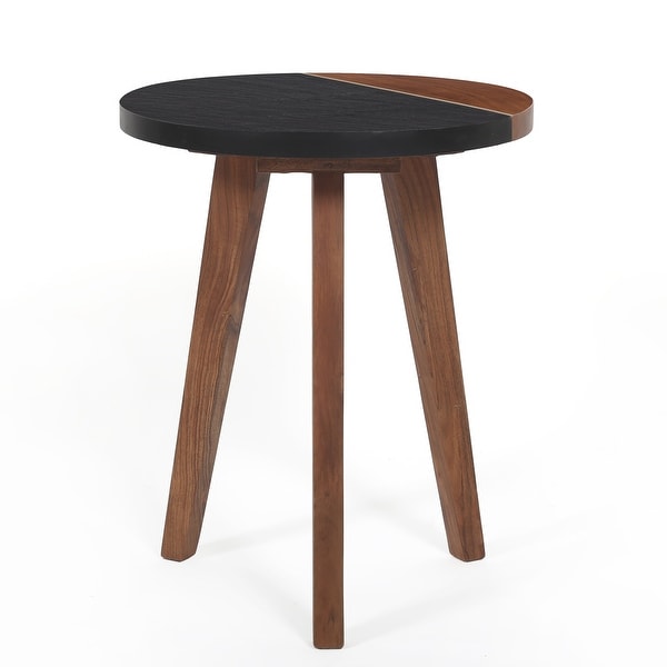 Carson Carrington Chester Solid Wood and Slate Round Side Table