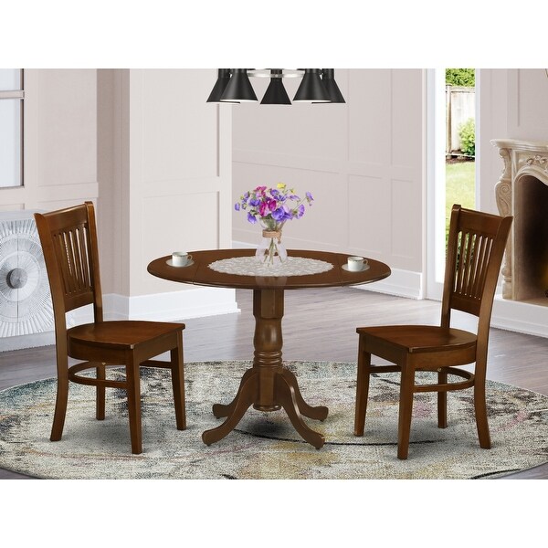 3-piece Dining Set - A Kitchen Table with 2 Drop-leaves and 2 Dining Room Chairs- Espresso Finish (Seat's Type Options)