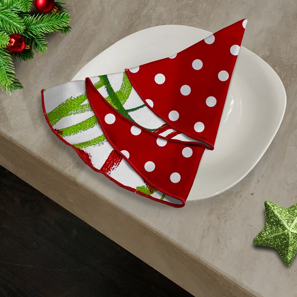 Joita Christmas Napkins  Table Cloth Napkins  Cotton Dinner Napkins Set for Christmas Party Decoration  RETRO POLKA/RIBBONS