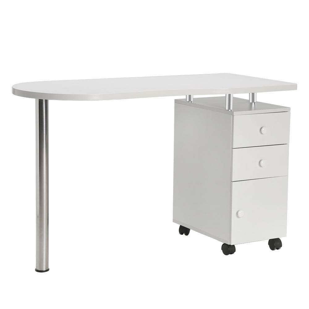 Winado 47 in. Manicure Nail Table Computer Desk with Drawer White 951627120179