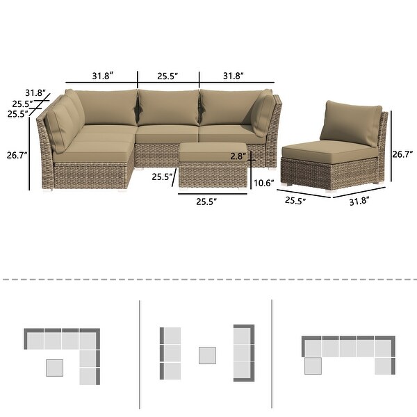 Corvus Oreanne 7piece Patio Rattan Sectional Conversation Set