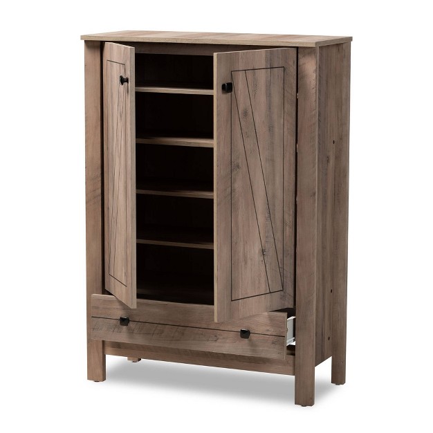 Derek Wood 1 Drawer Shoe Cabinet oak Baxton Studio