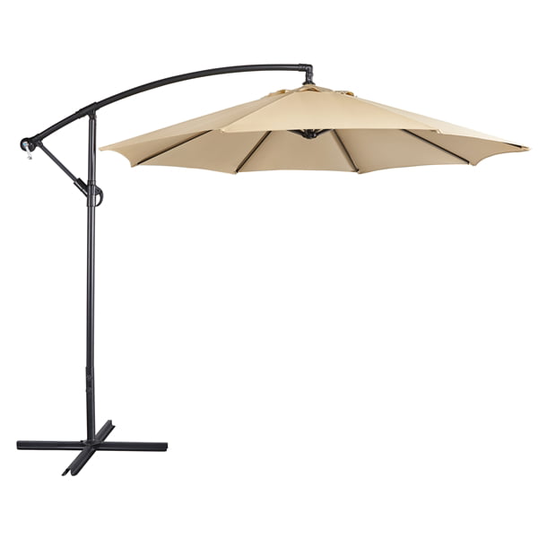 SMILE MART 9 Foot Offset Cantilever Patio Umbrella with Crank, Tan