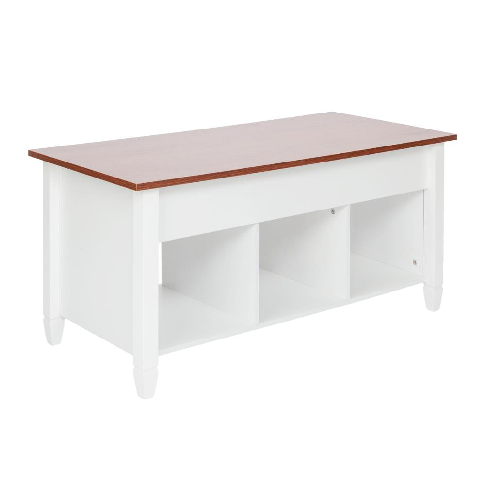 Zimtown Home Lift Top Coffee Table Modern Furniture W/Hidden Compartment And Lift Tabletop - White & Light Brown