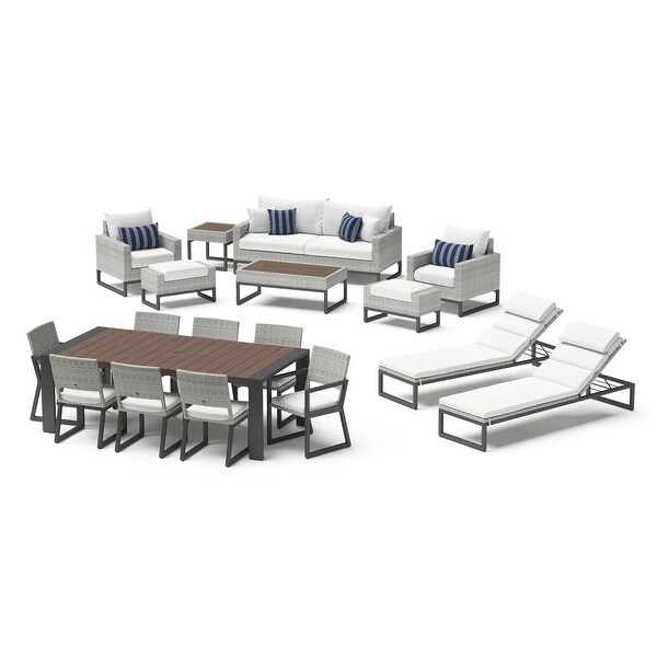 Milo Grey 18 Piece Sunbrella Outdoor Patio Estate Set