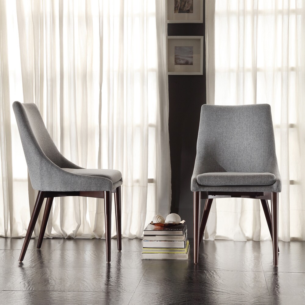 Sasha Mid century Grey Fabric Upholstered Tapered Leg Dining Chairs (Set of 2) iNSPIRE Q Modern