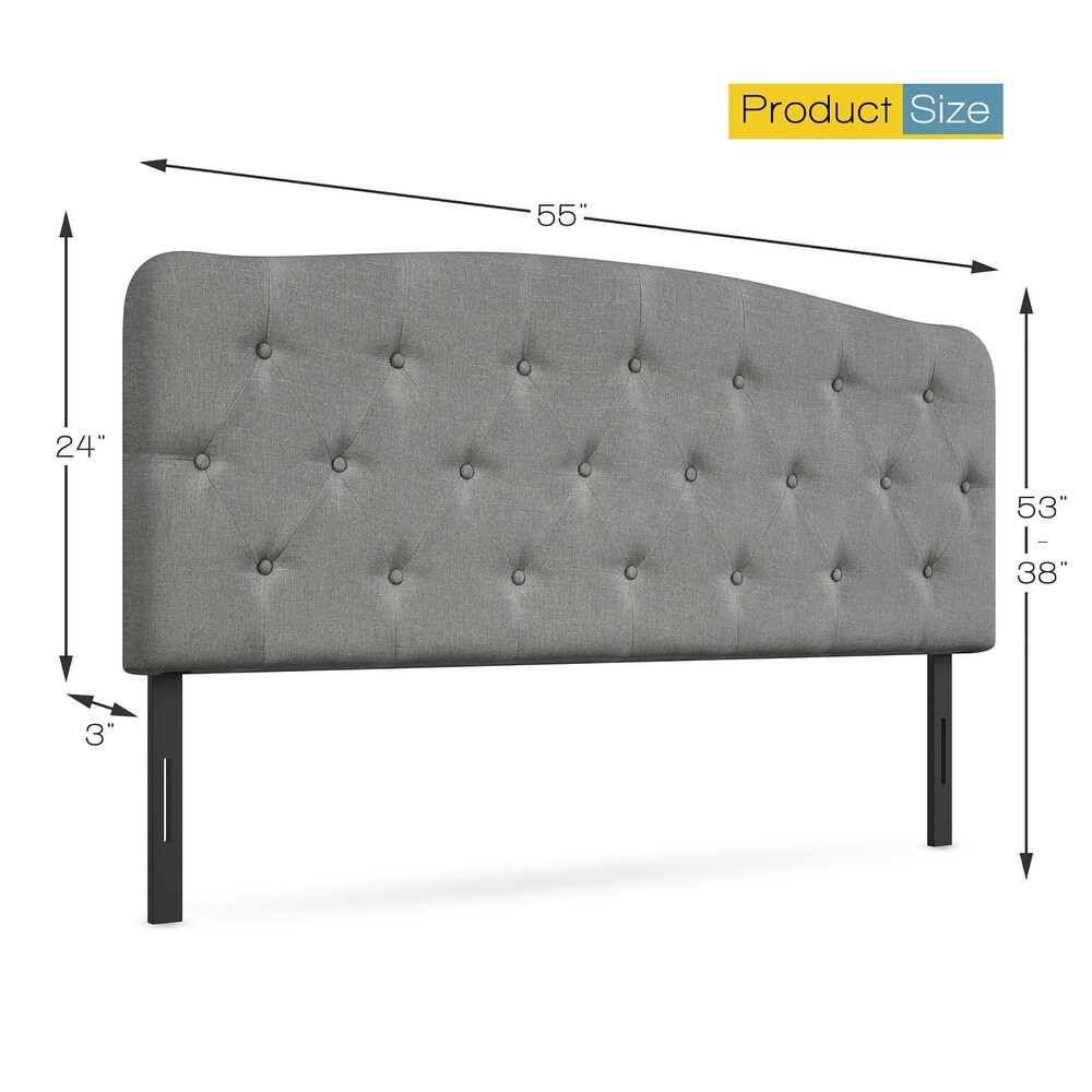 Costway Full Size Upholstered Headboard Only Adjust Button Tufted Faux