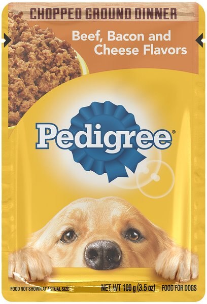 Pedigree Chopped Ground Dinner Beef， Bacon and Cheese Flavors Wet Dog Food