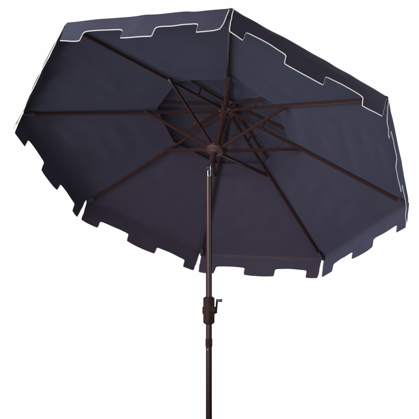 SAFAVIEH Outdoor Collection Zimmerman 9-Foot Market Umbrella Navy/White