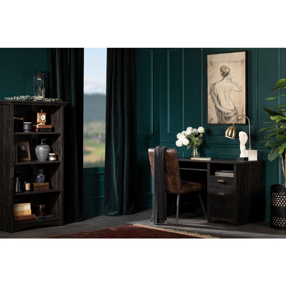 South Shore Gascony Rubbed Black 4-Shelf Bookcase 12543