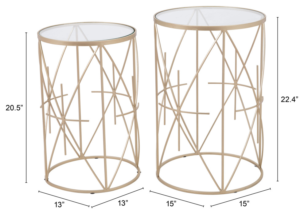 Set of 2 Hadrian Side Tables Gold   Contemporary   Coffee Table Sets   by Zuo Modern Contemporary  Houzz