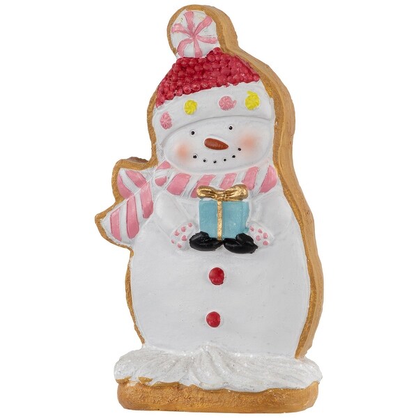 Gingerbread Snowman with Present Christmas Figurine