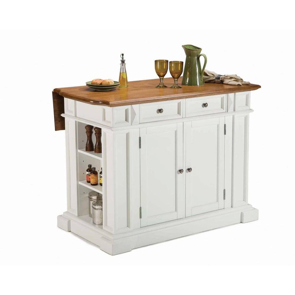 HOMESTYLES Americana White Kitchen Island With Drop Leaf 5002-94