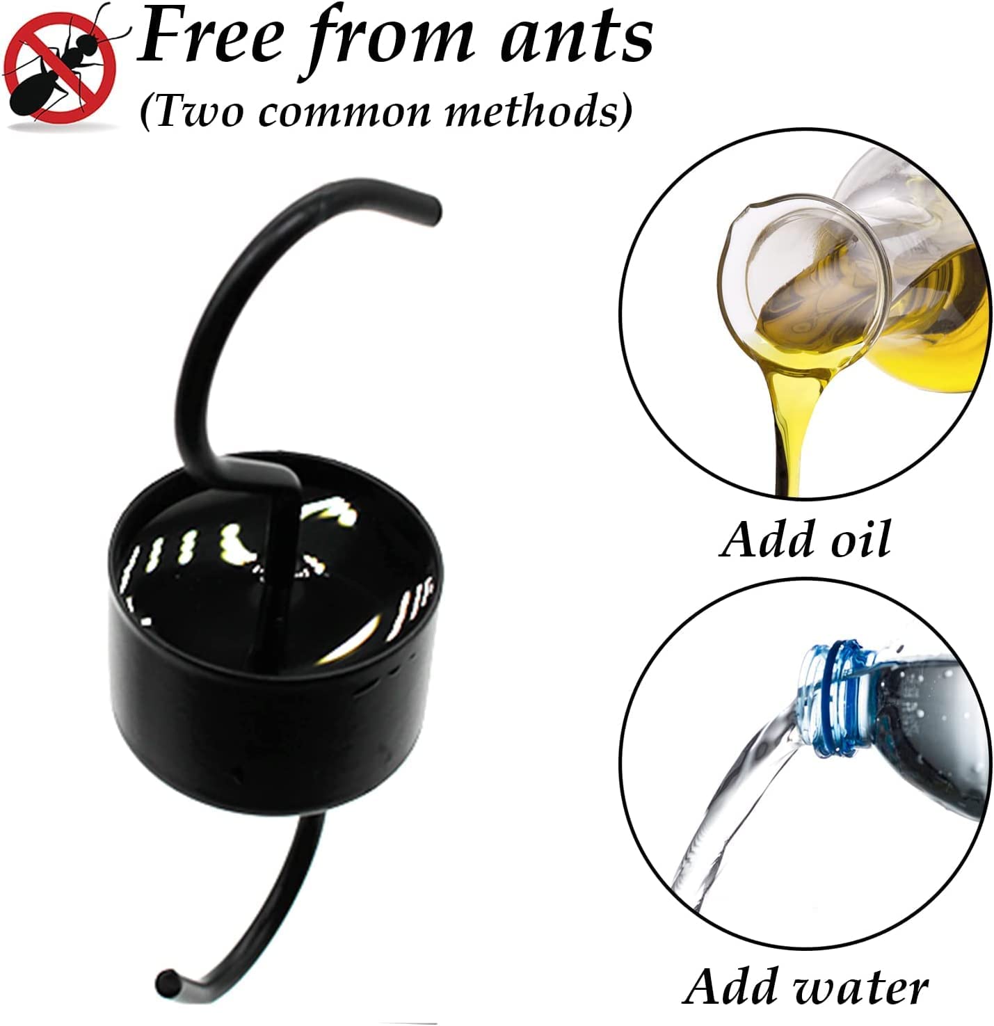 (2 Pack) Hummingbird Feeder Ant Guard，Ant Moat Trap Hooks for Oriole Nectar Feeders with 2 Clean Brushes (Black)