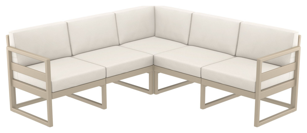 Mykonos Corner 5 Person Sectional Set Taupe  Acrylic Fabric Natural Cushion   Contemporary   Outdoor Lounge Sets   by Homesquare  Houzz