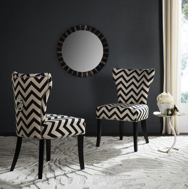 Tchallo 20 quotRing Side Chair Silver Nail Heads  Set of 2  Black/White   Contemporary   Dining Chairs   by V.S.D Furniture  Houzz