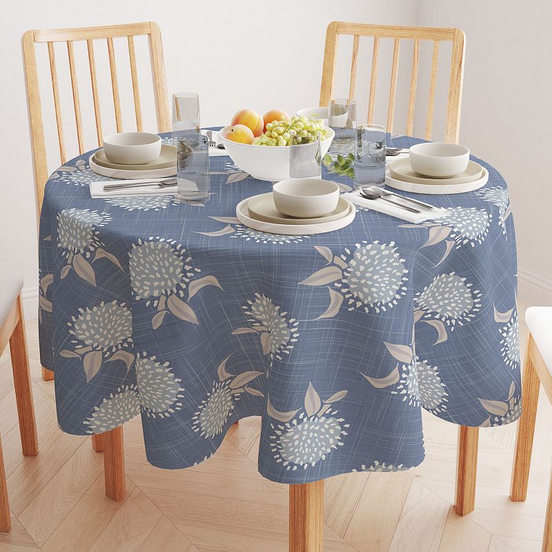 Round Tablecloth， 100% Polyester， 60 Round， Country Floral Design