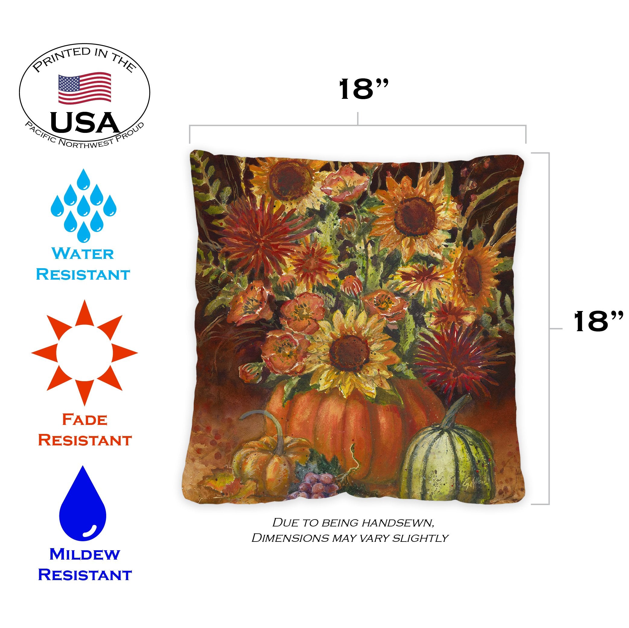 Toland Home Garden Set of 2 Fall Burst Fall Pillow Covers 18x18 Inch Thanksgiving Throw Pillows