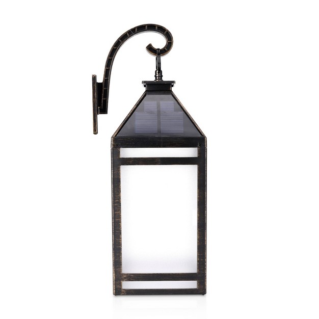 Solar Portable Hanging Outdoor Lantern With Hanger And Frosted Panel Black Techko Maid