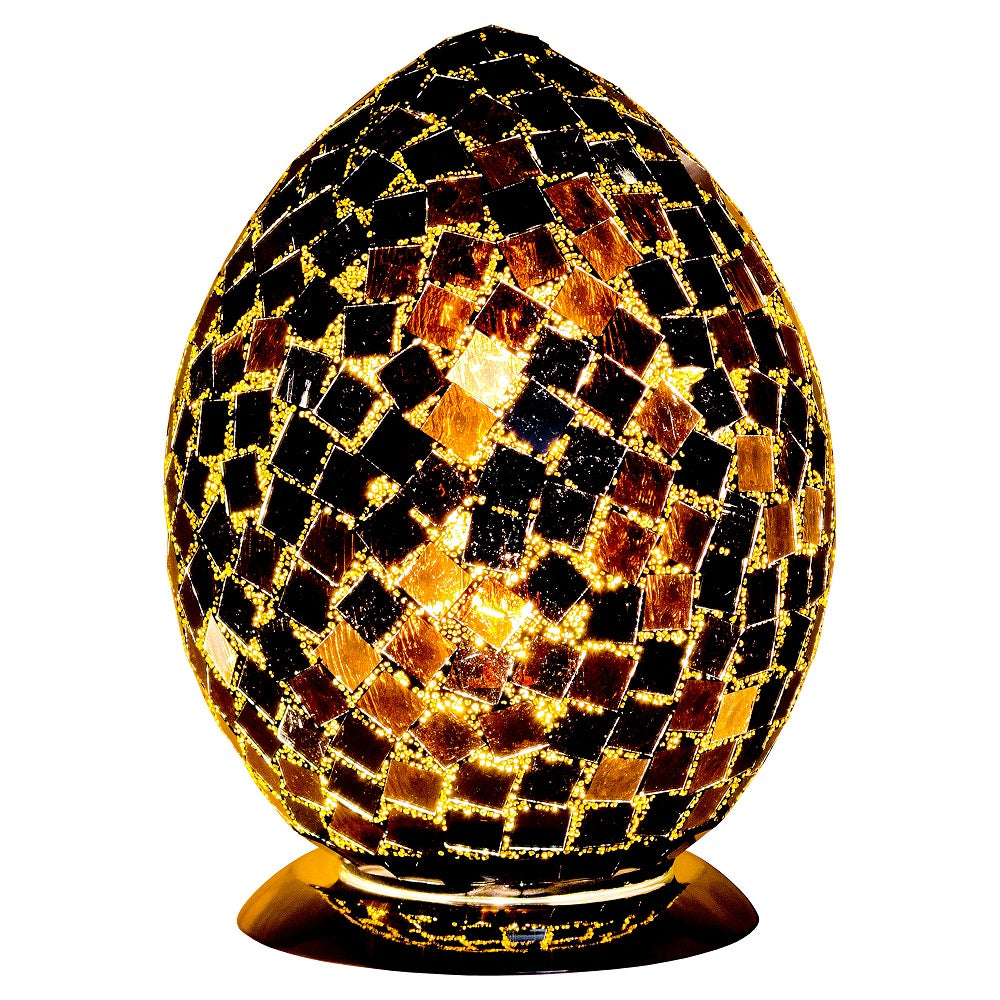 Febland LM74BT Black Mosaic Tile Vintage Egg Table Lamp 30cm