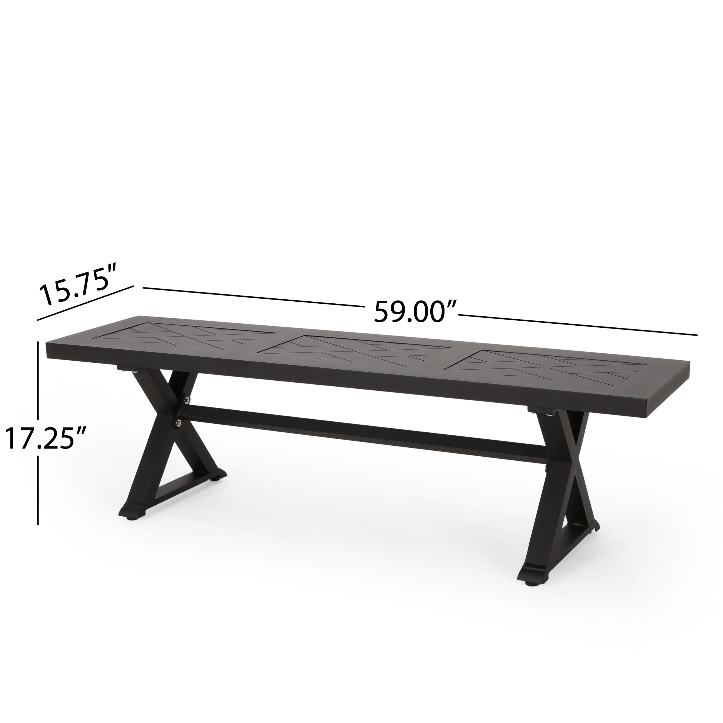 Harney Outdoor Aluminum Bench, Antique Black