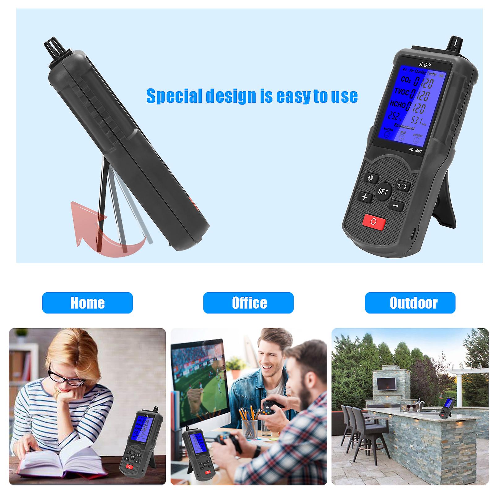 Multifunctional Air Quality Tester Co2 Tvoc Meter Temperature Humidity Measuring Device No.236169