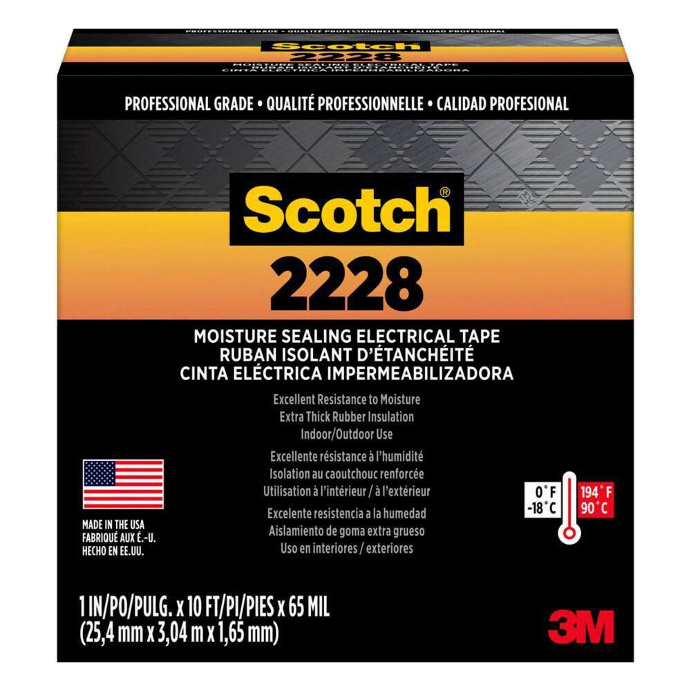 Scotch 1 in. x 10 ft. x 0.065 in. 2228 Rubber Mastic Electrical Tape Black 50727-BA-5