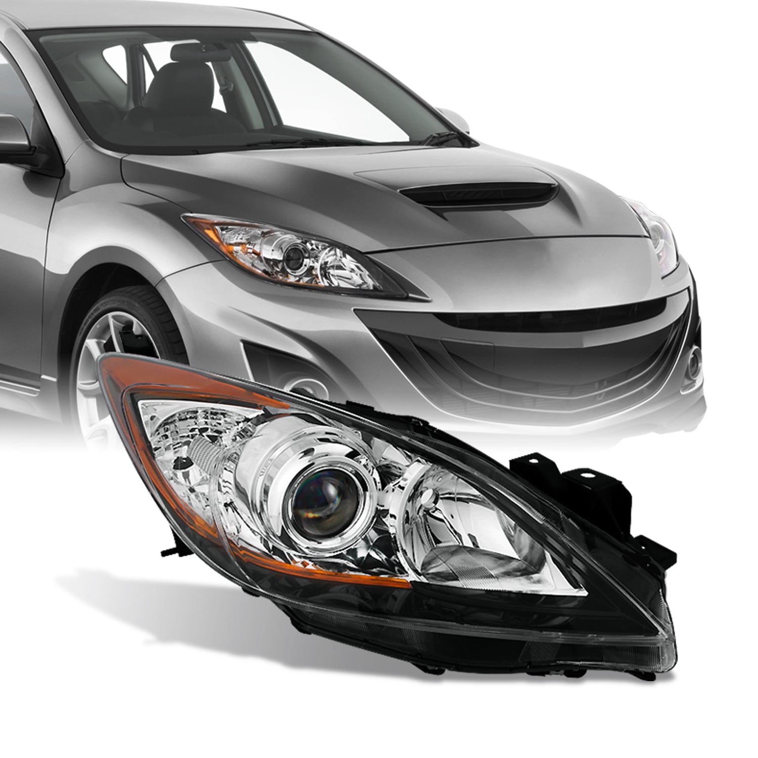 Fit [Halogen Type] 2010 2011 2012 2013 Mazda 3 Right Side Projector Headlight