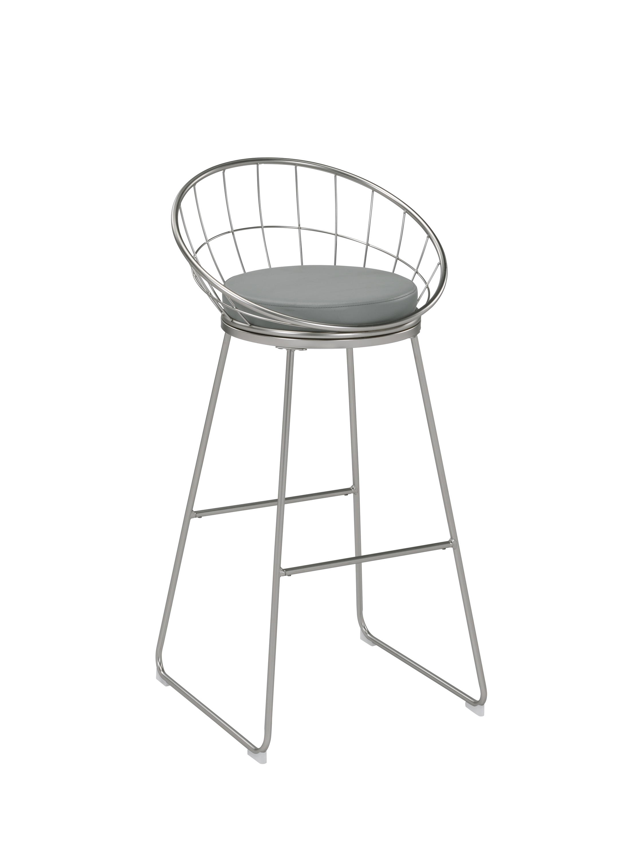 Padded Seat Bar Stools Grey and Satin Nickel (Set of 2)