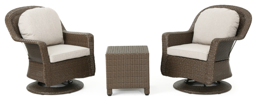 GDF Studio 3 Piece Linsten Outdoor Wicker Chat Set   Tropical   Outdoor Lounge Sets   by GDFStudio  Houzz