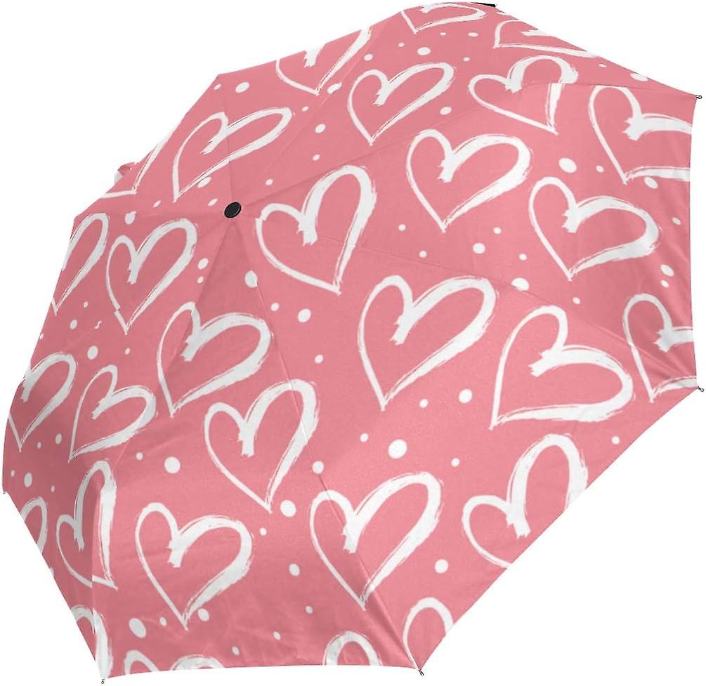 Travel Umbrella Automatic Windproof Foldable Umbrella Beautiful Hearts