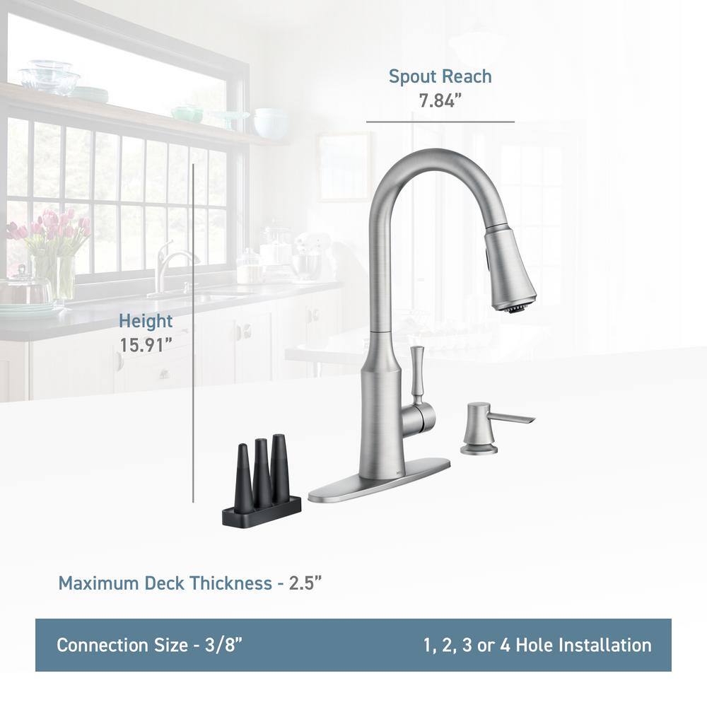 MOEN Venango Single-Handle Pull-Down Sprayer Kitchen Faucet with Reflex and Power Clean Attachments in Spot Resist Stainless 87113SRS