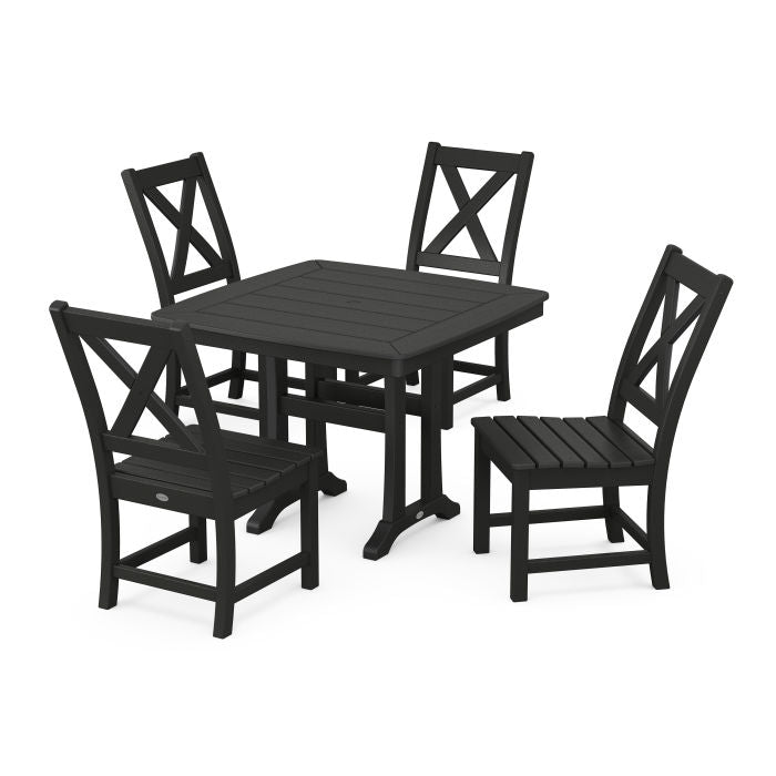 Polywood Braxton Side Chair 5-Piece Dining Set with Trestle Legs PWS961-1