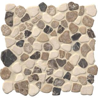 MSI Mix Marble Pebbles 11.42 in. x 11.42 in. Textured Marble Floor and Wall Tile (0.9 sq. ft.Each) PEB-MIXMAR