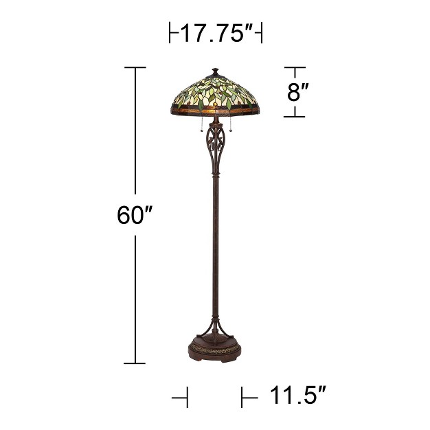 Tall Bronze Leaf And Vine Stained Art Glass Shade For Living Room Bedroom Office House