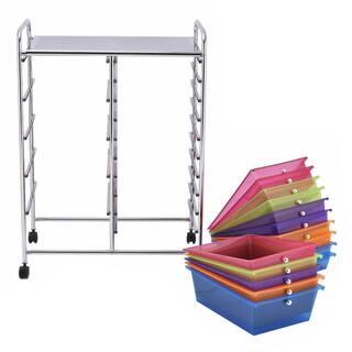 Boyel Living Multi-Colored Steel Frame 15-Drawer Utility Rolling Organizer Cart HYSN-53825RB