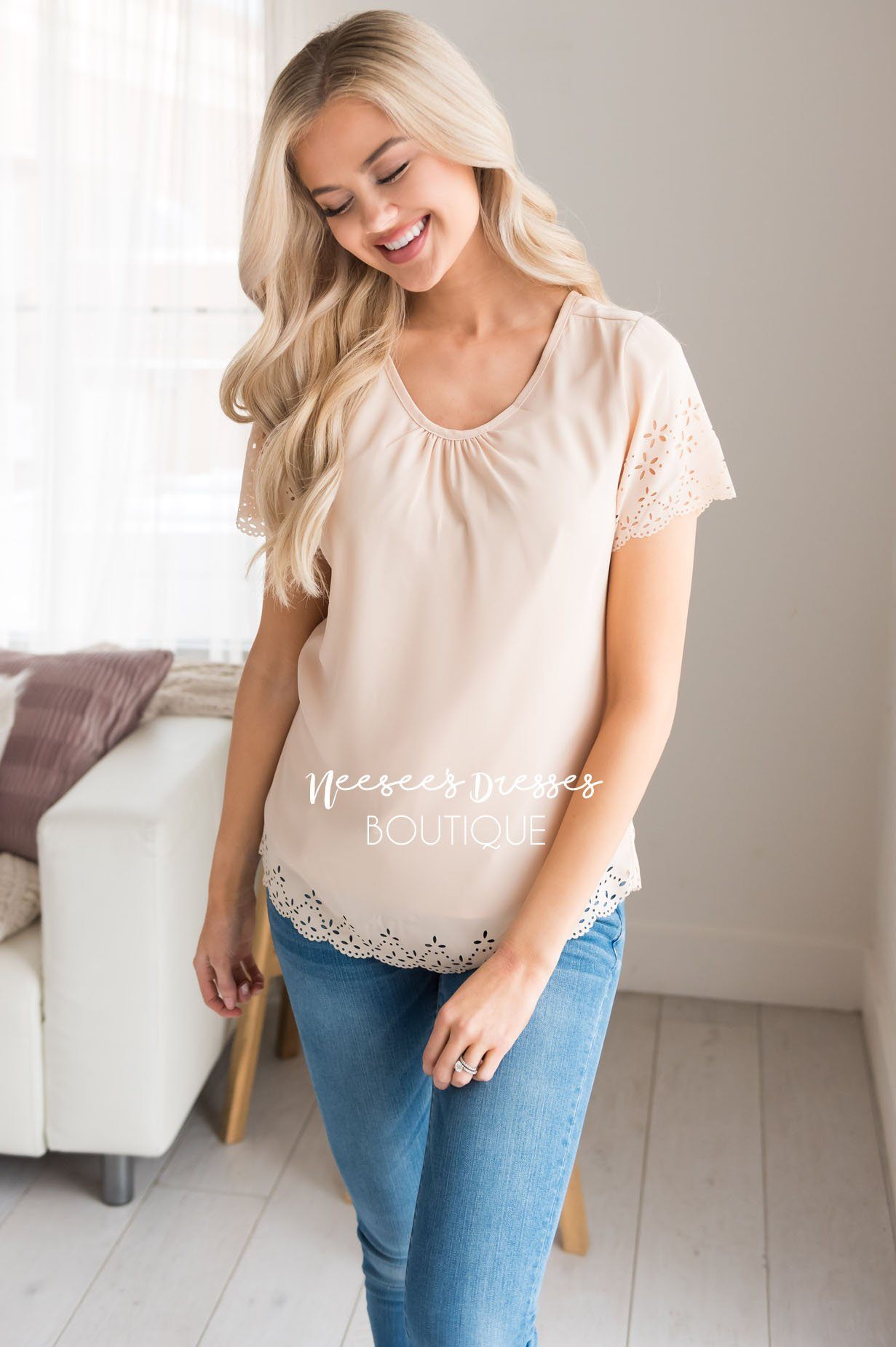 Living In The Moment Eyelet Blouse