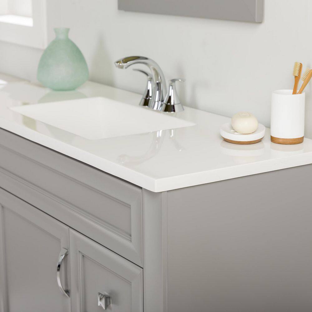 Glacier Bay Candlesby 48.25 in. W x 18.75 in. D Bath Vanity in Sterling Gray with Cultured Marble Vanity Top in White with Sink CD48P2-ST