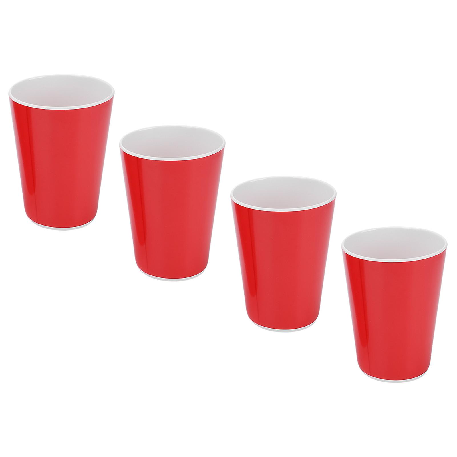 4PCS Imitation Ceramic Water Cup Drinking Mug for Office Home Bar Restaurant SuppliesRed