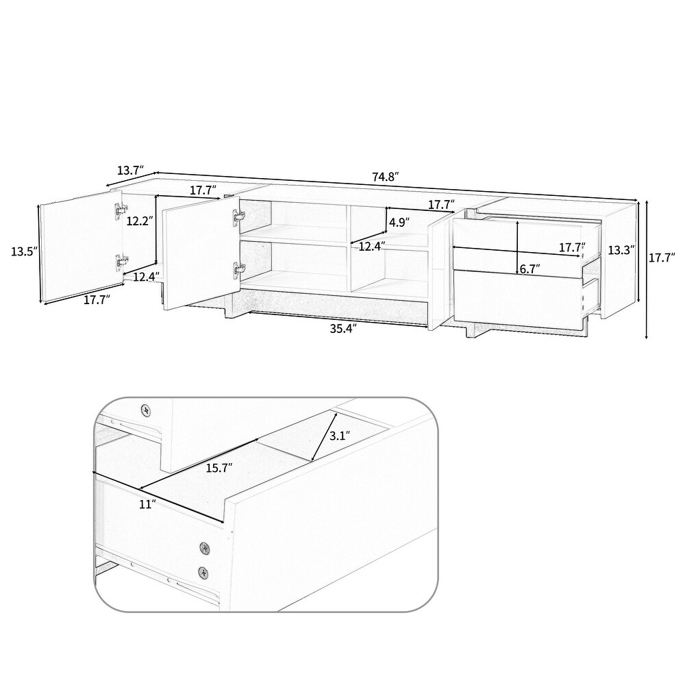 Contemporary Rectangle Design TV Stand for TVs Up to 80\