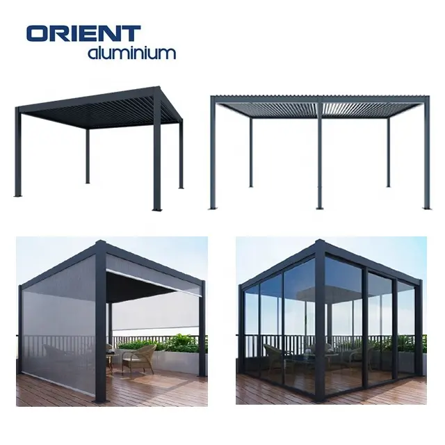 Factory Direct Sale Louvers Pergola Aluminium Outdoor Driveway Carport Structure Solar System Carport Pergola